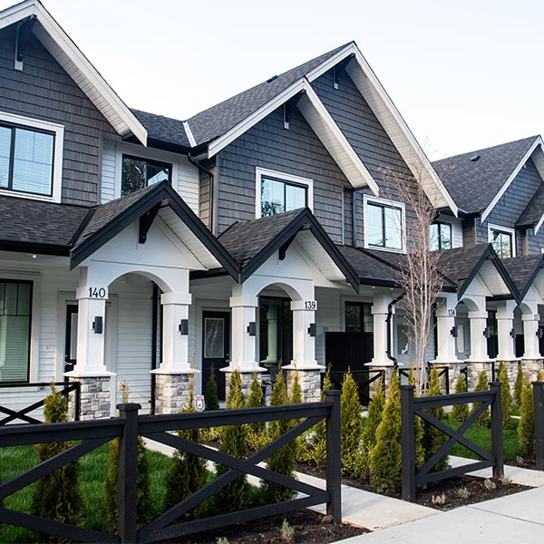 A row of new townhouses or condominiums.