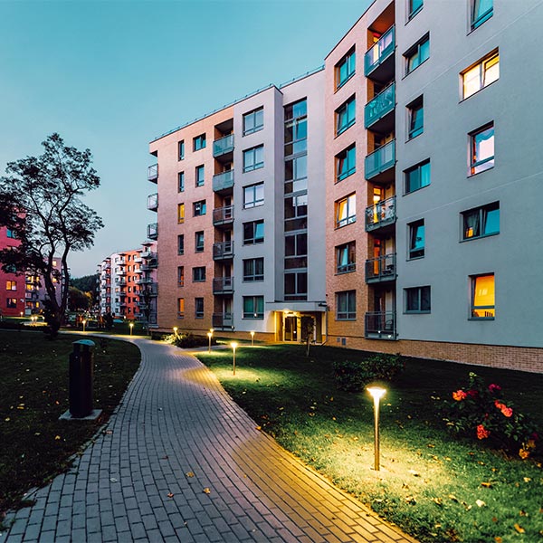 Apartment modern houses homes residential buildings real estate outdoor evening